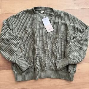 NWT Goumi Kids Noble Fir Chunky Knit Womens Sweater SZ S / M Organic Cotton Crew